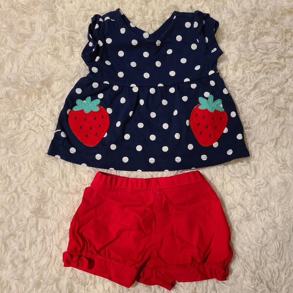 Two-Piece Strawberry Outfit for Baby Girl